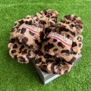 Balenciaga Furry Slide Leopard Brown Black